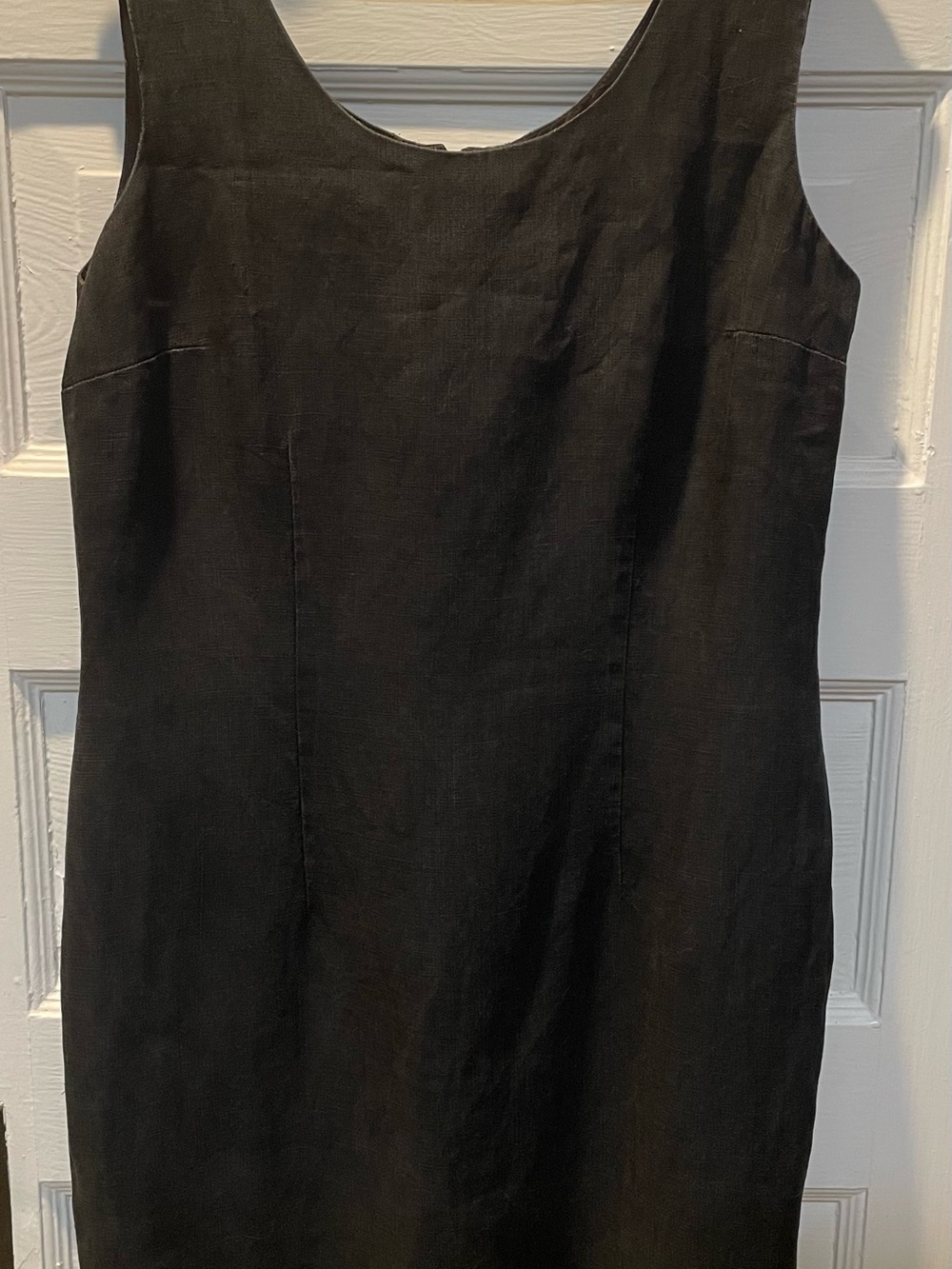 Vintage Black 100% Linen Women’s Sleeveless Dress, Size 12